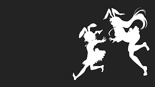 bunny anime character digital wallpaper, Touhou, Reisen Udongein Inaba, silhouette HD wallpaper