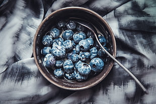 bowl of blueberries, Blueberry, Berries, Breakfast HD wallpaper