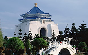 white concrete bridge, building, Taiwan, Taipei