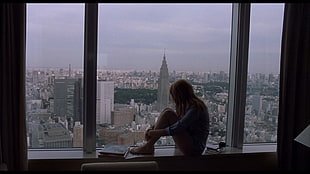 woman sitting on window during daytime HD wallpaper