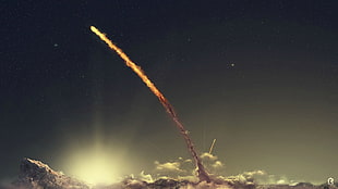 launching missile illustration, comet HD wallpaper