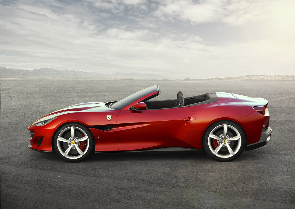 red Ferrari convertible coupe HD wallpaper