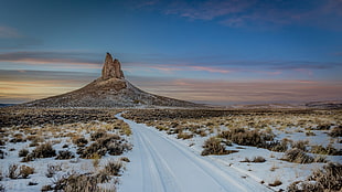 white road, nature, landscape, mountains, winter