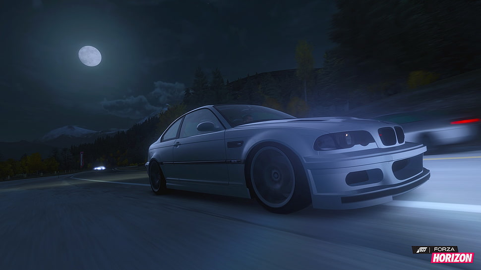 silver BMW 3 E46, Forza Horizon, car HD wallpaper