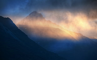 mountain, landscape, nature, evening, sunlight