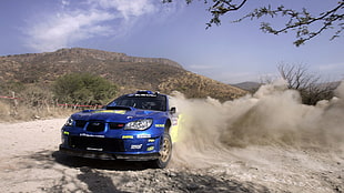 blue car, car, rally cars, Subaru Impreza 