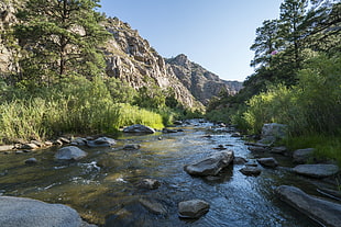 rocks on river during daytime HD wallpaper