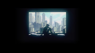 silhouette of man illustration, Ghost in the Shell, Kusanagi Motoko