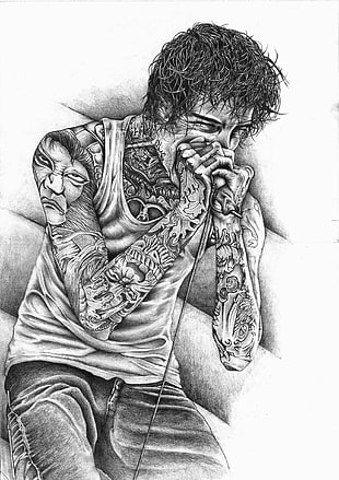 man sketch, Suicide Silence, Deathcore, Mitch Lucker, drawing HD wallpaper