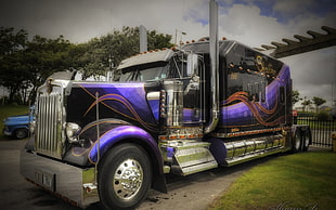 purple and black Freight truck, Kenworth, trucks, Truck, vehicle HD wallpaper