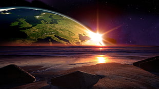 Earth's atmosphere wallpaper, space, fantasy art, landscape