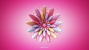 flower wallpaper, abstract, 3D, Lacza, pink background