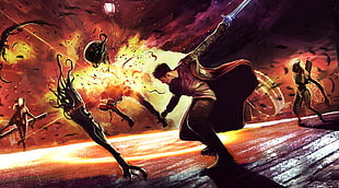 male with sword digital wallpaper, Dante, Devil May Cry, video games, demon HD wallpaper