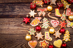 assorted Christmas-themed ornaments