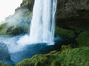 white and black abstract painting, landscape, nature, Iceland, waterfall