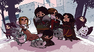 group of people illustration, Game of Thrones, Boulet, House Stark HD wallpaper