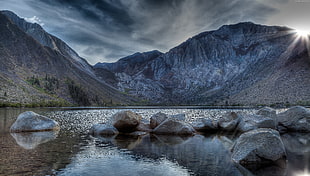 rock formation on body of water