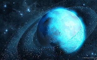 blue planet illustration HD wallpaper