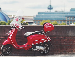 red and white motor scooter HD wallpaper
