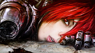 photo of cyborg woman character illustration HD wallpaper