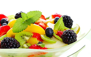 bowl of fruit salad HD wallpaper