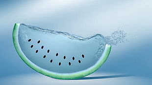 watermelon-themed artwork filled with water HD wallpaper