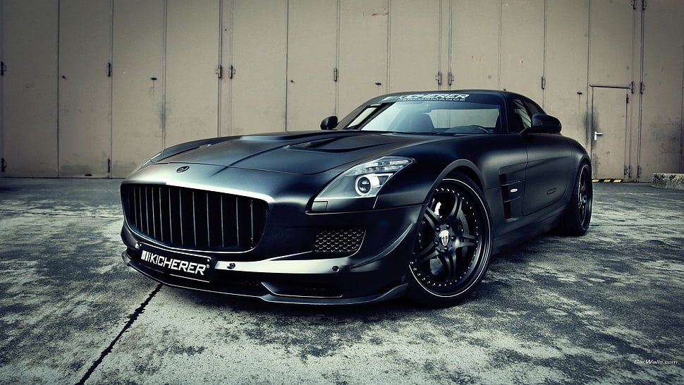 black car on gray pavement, Mercedes SLS, Mercedes Benz, car, vehicle HD wallpaper