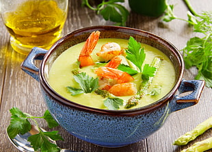 cooked shrimp with soup, soup, food HD wallpaper