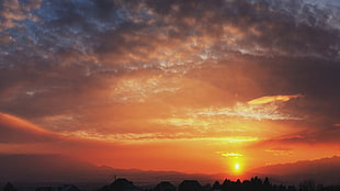 nimbus clouds, sky, clouds, mountains, sunset