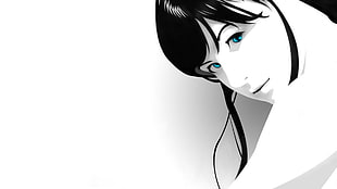 black haired woman illustration