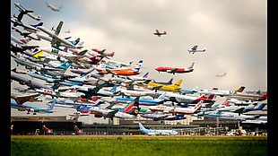 assorted-color airplanes lot, airplane, Germany, airport, aircraft HD wallpaper