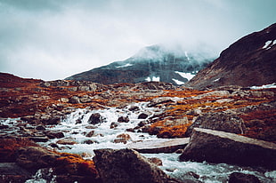 river running over the rocks during daytime HD wallpaper