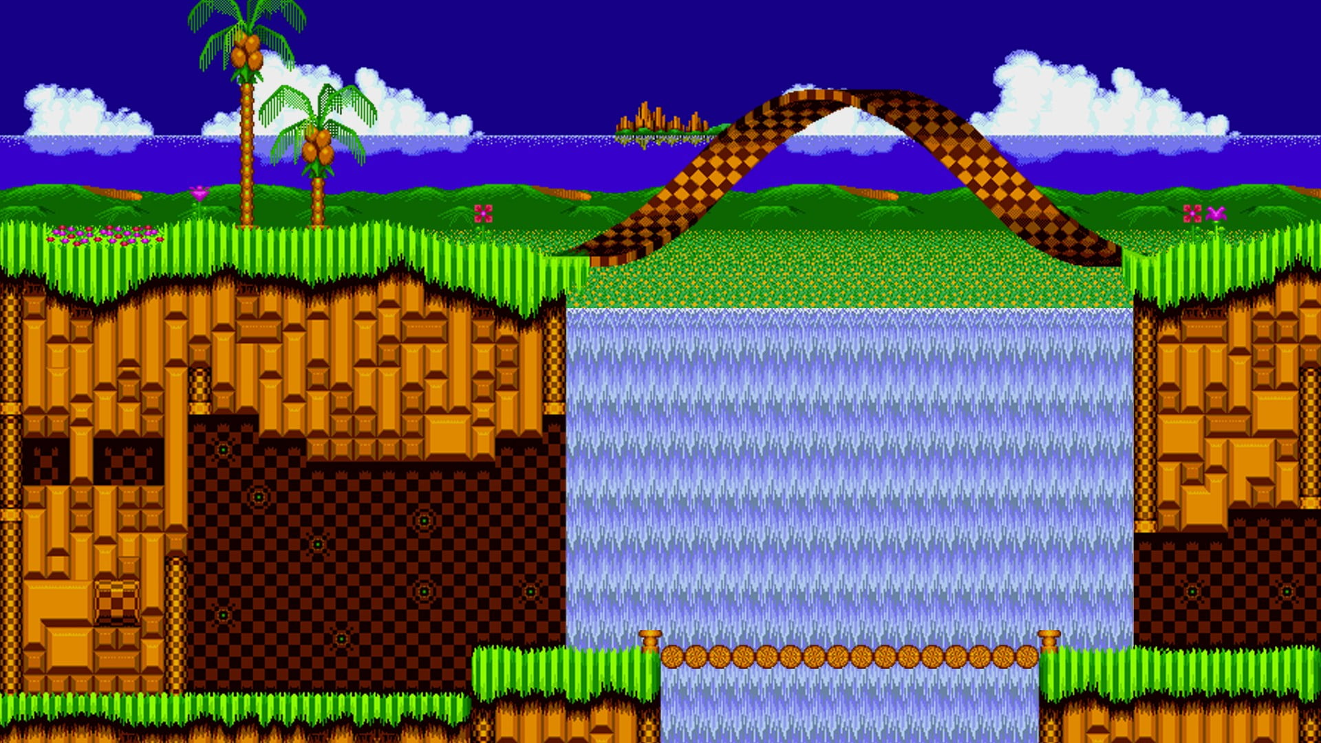 Download Green Hill Zone With Coconut Trees Wallpaper  Wallpaperscom