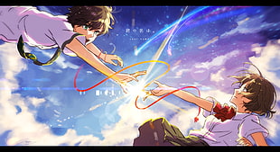 man and woman wearing school uniform anime characters wallpaper HD wallpaper
