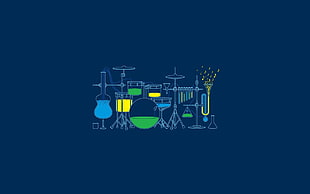 musical instruments illustration HD wallpaper