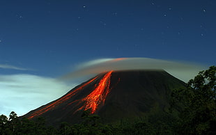 brown mountain, nature, landscape, volcano, lava