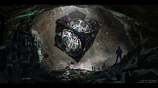 cube inside the cave digital wallpaper, video games, concept art, artwork, cube