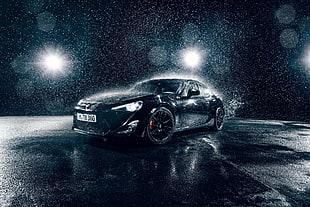 black coupe, car, Toyota 86, vehicle, rain