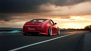 red sports coupe HD wallpaper