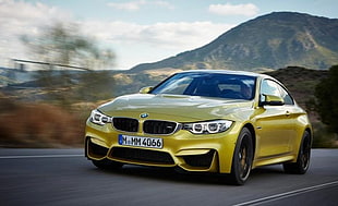 yellow BMW M4 HD wallpaper