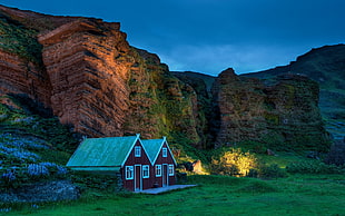 brown wooden house, nature, landscape, house, grass