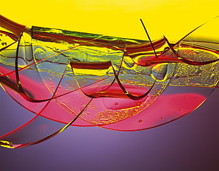 red, yellow, and blue abstract painting HD wallpaper