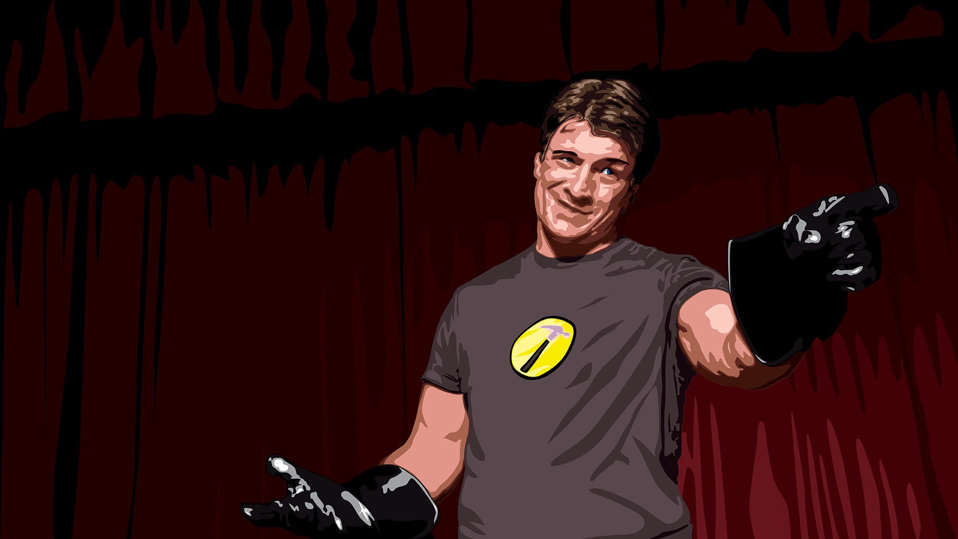 Men's black crew-neck t-shirt, Dr. Horrible's Sing Along Blog, Captain  Hammer, Nathan Fillion, everyone's a hero in their own way HD wallpaper |  Wallpaper Flare