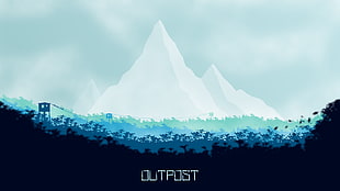 Outpost logo, Photoshop, digital art, landscape, low poly HD wallpaper