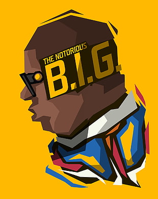 The Notorious B.I.G. illustration, yellow background, Rapper, The Notorious B.I.G., minimalism HD wallpaper