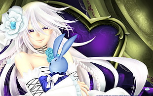 female in white dress anime illustration HD wallpaper