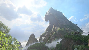 brown mountain, Uncharted 4: A Thief's End, mountains, trees, nature HD wallpaper
