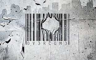 barcode, Alex Cherry, barcode, paint splatter, monochrome