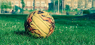 white and red soccer ball