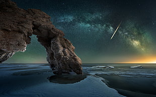 gray rock formation, nature, landscape, Milky Way, rock